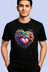 Tricou Pisica in flori cu ochelari fundal alb vesel Copii | Dama | Barbat, culoare negru - Img 2