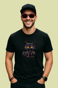 Tricou Pisica neagra stop talking poster haios cu mesaj ironic, Copii | Dama | Barbat , tricou negru - Img 4