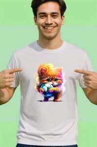 Tricou Pisicuta cu ochelari si minge colorata stil graffiti Copii | Dama | Barbat - Img 2