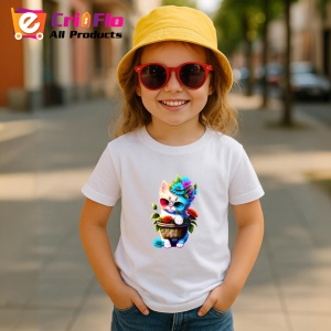 Tricou Pisicuta in cos cu ochelari de soare si flori Copii | Dama | Barbat - Img 11