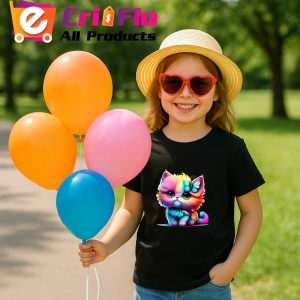 Tricou Pisicuta pufoasa cu flori si fundita imagine vesela Copii | Dama | Barbat, culoare negru - Img 10
