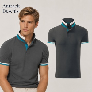Tricou Polo Bărbați 256 Collar Up, 100% Bumbac, 215 g/m², Guler cu Contrast, 2 Nasturi, S–3XL, 10 Culori - Img 19