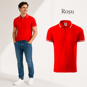 Tricou Polo Bărbați Malfini cu Dungi la Guler și Manșete, Tip Tommy, 65% Bumbac, 200 g/m², 19 Culori, Mărimi S–3XL - Img 25