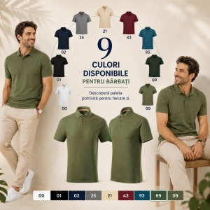 Tricou Polo Bărbați Malfini Prime GOTS 234, 100% Bumbac Organic, 200 g/m², Mărimi S 3XL, 9 Culori - Img 6
