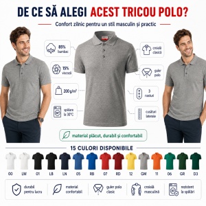 Tricou Polo Bărbați Reserve R22 – Material Pique 200 g/m², 65% Bumbac, 35% Poliester, perfect pentru lucru - Img 2