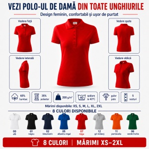 Tricou polo cambrat Femei | 8 culori disponibile - R23 - Img 4