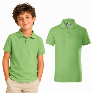 Tricou polo copii, fete și băieți, 65% bumbac, 200 g/m², mărimi 4–12 ani - Img 9