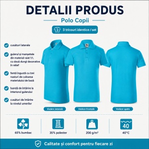 Tricou Polo Copii - Set de 3 Bucăți tricouri polo copii fete si baieti - Img 5