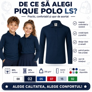 Tricou Polo cu Mâneci Lungi pentru Băieți Bluza Polo Copii - Img 8