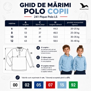Tricou Polo cu Mâneci Lungi pentru Fete Bluza Polo Copii - Img 4