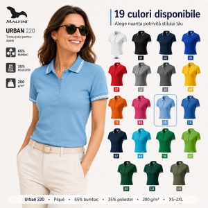 Tricou Polo Damă cu dungi la guler, bumbac 65%, marimi XS - 2XL - 19 nuanțe - Img 9