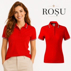 Tricou Polo Damă cu dungi la guler tip Tommy - Img 14