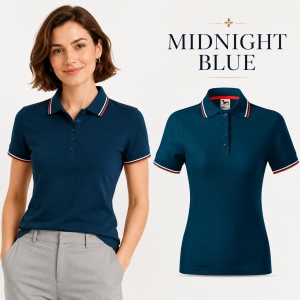 Tricou Polo Damă cu dungi la guler tip Tommy - Img 24