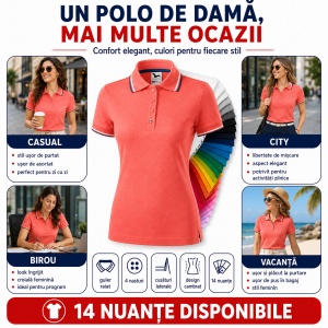 Tricou Polo Damă cu dungi la guler tip Tommy - Img 10