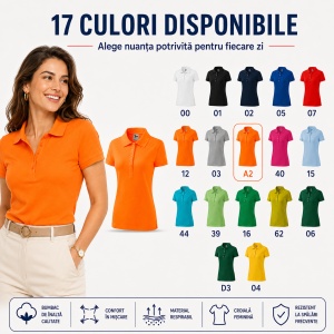 Tricou Polo Damă Malfini 213 Cotton, 100% Bumbac, 170 g/m², Guler Raiat, 5 Nasturi, Croială Cambrată, 17 Culori, XS–2XL - Img 9