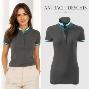 Tricou Polo Damă Premium Malfini 257 Collar Up, 100% Bumbac, Croială Cambrată, 215 g/m², XS 2XL, 10 Culori - Img 23