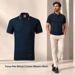 Tricou Polo Pique Bărbați tip Tommy | Guler cu Dungi | 14 Culori Disponibile- 232 - Img 13