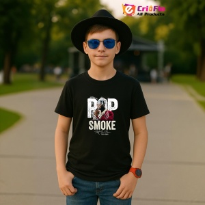 Tricou Pop Smoke - White Background, muzica POP, Dama | Barbat | Copii, Culoare Negru - Img 6