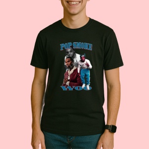 Tricou Pop Smoke - WOO Collage, muzica POP, Dama | Barbat | Copii, Culoare Negru - Img 3