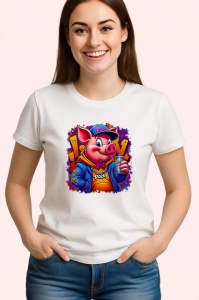 Tricou Porky Pig urban style cu hanorac si text funky Copii | Dama | Barbat Barbat - Img 3