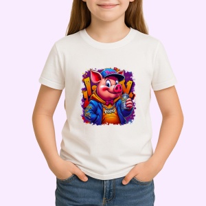 Tricou Porky Pig urban style cu hanorac si text funky Copii | Dama | Barbat Barbat - Img 4