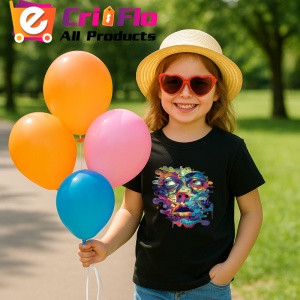 Tricou Portret psihedelic cu forma topita Copii | Dama | Barbat, culoare negru - Img 10