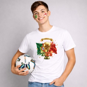 Tricou Portugal World Cup 2026 Fifa V2, din bumbac 100%, tricou alb, Copii | Dama | Barbat