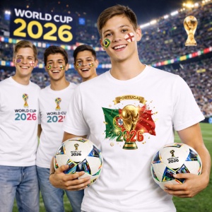Tricou Portugal World Cup 2026 Fifa V2, din bumbac 100%, tricou alb, Copii | Dama | Barbat - Img 7