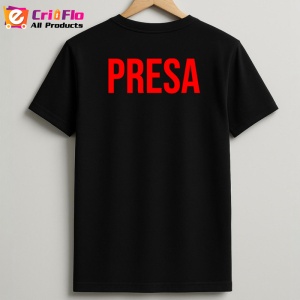 Tricou PRESA, Personalizat | Unisex Dama si Barbat, Negru - Img 2