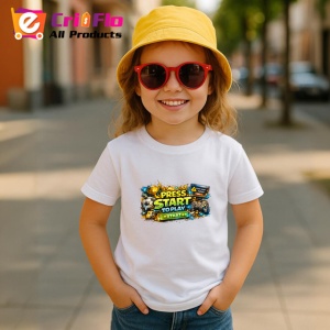 Tricou Press Start To Play Design Gaming Colorat, din bumbac 100% , tricou alb pentru Copii | Dama | Barbat - Img 5