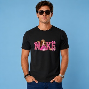 Tricou Printesa Regala Coroana Roz Litere Urban Girl Power, din bumbac 100%, tricou negru, Copii | Dama | Barbat