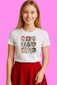Tricou Printese Disney Craciun Colaj, din bumbac 100%, tricou alb, Copii | Dama | Barbat - Img 2
