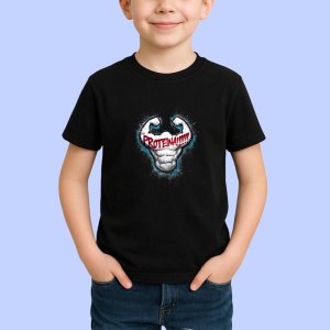 Tricou Protein Muschi Text Alb, Copii | Dama | Barbat, culoare negru - Img 3
