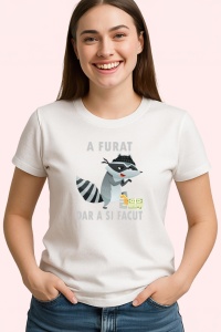 Tricou Raccoon Money Funny, din bumbac 100%, tricou alb, Dama | Barbat - Img 2