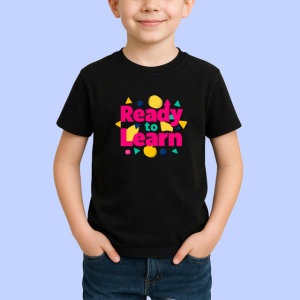 Tricou Ready To Learn Design Scoala Colorat, din bumbac 100%, tricou negru Copii | Dama | Barbat - Img 2