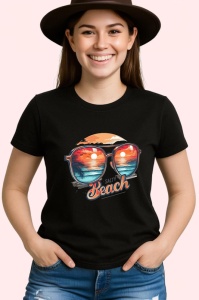Tricou Reflexie pe ochelari text salty beach vara la malul marii Copii | Dama | Barbat Barbat - Img 6