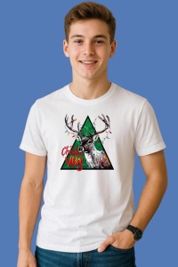 Tricou Ren Cap Simplu Pe Fundal Negru, din bumbac 100%, tricou alb, Copii | Dama | Barbat - Img 3