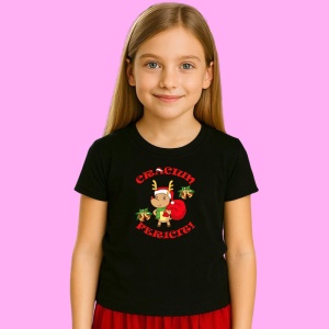 Tricou Ren Craciun Fericit, din bumbac 100% Copii | Dama | Barbat - Img 2