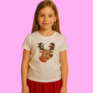 Tricou Ren Cu Instalatii Luminoase, din bumbac 100%, tricou alb, Copii | Dama | Barbat - Img 3
