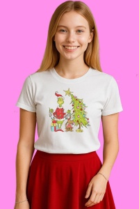 Tricou Retro Grinch Christmas Coffee, din bumbac 100%, tricou alb, Copii | Dama | Barbat - Img 4