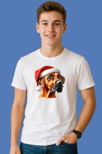 Tricou Rhodesian Ridgeback Craciun Expresiv, din bumbac 100%, tricou alb, Copii | Dama | Barbat - Img 3