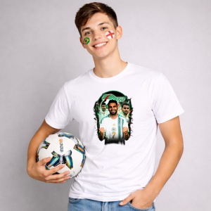 Tricou Riyad Mahrez Algeria World Cup Fifa 2026 V2, din bumbac 100%, tricou alb, Copii | Dama | Barbat - Img 2