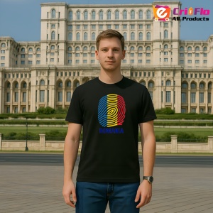 Tricou Romania amprenta tricolor Negru |Colectia Tricouri Romania - Img 3