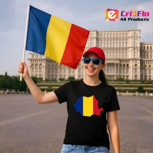Tricou Romania harta Negru |Colectia Tricouri Romania