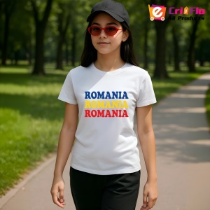 Tricou Romania text tricolor |Colectia Tricouri Romania