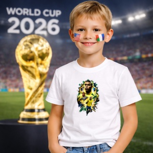 Tricou Ronaldo Brazil World Cup Fifa 2026, din bumbac 100%, tricou alb, Copii | Dama | Barbat - Img 5