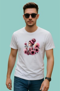 Tricou roses and curls tattoo woman, femeie cu bucle si tatuaje cu trandafiri, Copii | Dama | Barbat - Img 2