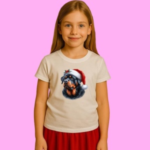 Tricou Rottweiler Portret Sarbatori, din bumbac 100%, tricou alb, Copii | Dama | Barbat - Img 3