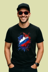 Tricou Russia Steag Splash Art, Copii | Dama | Barbat, culoare negru - Img 2
