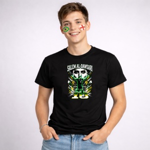 Tricou Salem Al Dawsari Saudi Arabia World Cup Fifa 2026, din bumbac 100%, tricou negru, Copii | Dama | Barbat